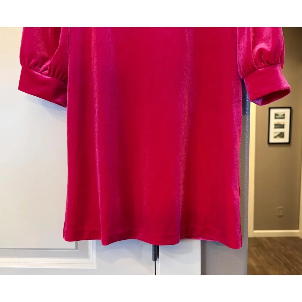 Gorgeous Pink Boden Soft Velvet Short Puffed Sleeve Blouse Size 4 Colorful - Picture 3 of 7